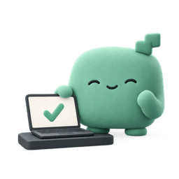 digit ved en laptop med et grønt flueben