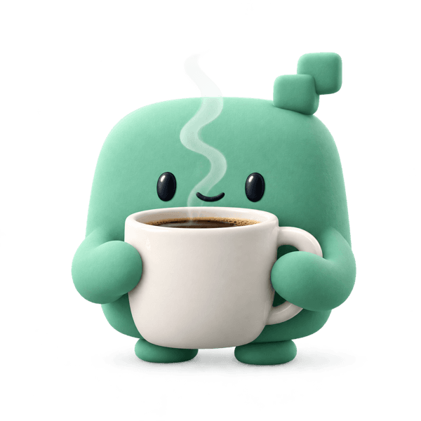 digit med en stor kop kaffe